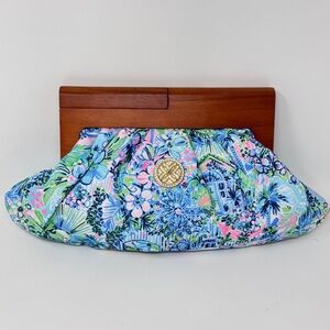 Lilly Pulitzer Blue and Green Floral Clutch